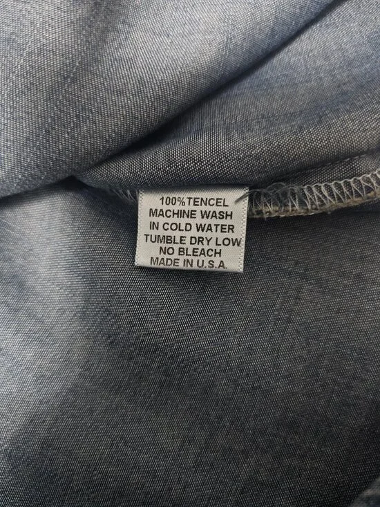 GLAM American Made Tencel Soft Denim Drawstring Waist Dress 3/4 Sleeves Size M - Picture 5 of 8